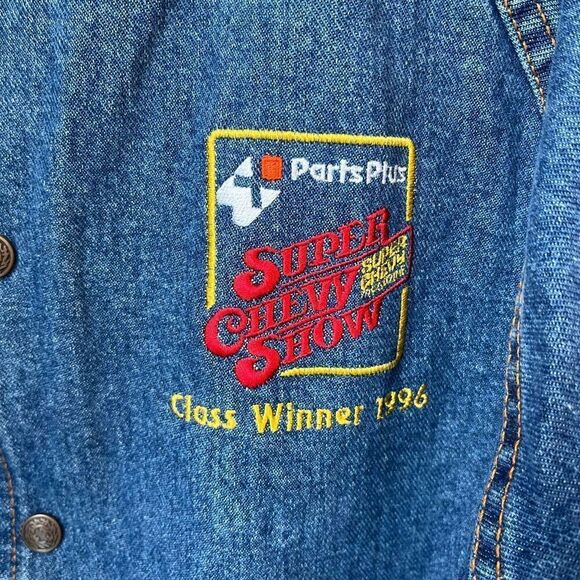 Vintage 90s Super Chevy Show Embroidered Denim Jacket Unisex LG USA - Picture 6 of 9